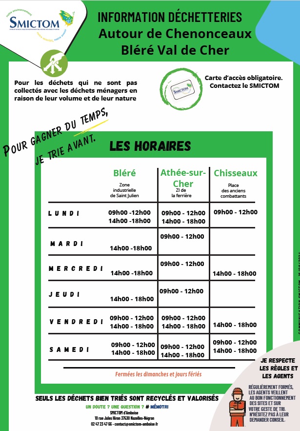 Déchetteries les horaires