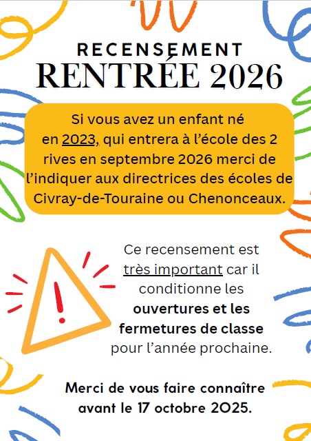 Recensement rentrée 2026